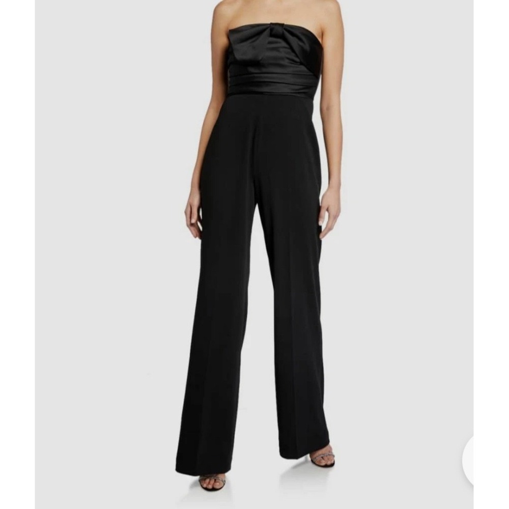 Jay Godfrey Black Strapless Bow Wide Leg Jumpsuit Minimalist Formal Womens 4 EUC